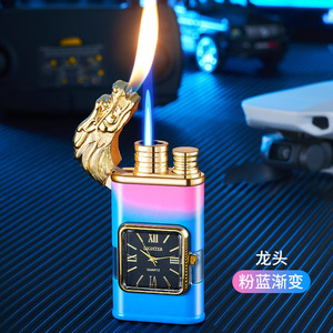 Dragon rechargeable au gaz butane <span class=keywords><strong>flamme</strong></span> réglable allume-cigare BBQ torche portable étanche au vent allume-cigare montre allume-cigare - Product Image 2