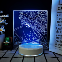 Vente directe d'usine Lampe de nuit LED en acrylique 3D flottante holographique moderne avec base pour les amateurs d'anime