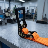 Sangle d'arrimage à cliquet haute ténacité de 2 pouces de large, 5T (revêtement caoutchouc), sangle épaisse idéale pour l'arrimage de remorques et de marchandises tout-terrain