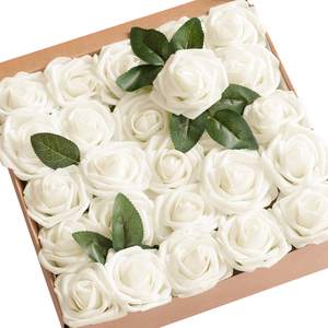 Fleurs Artificielles Combo 25PCS Roses blanches en mousse avec tige pour bricolage Bouquets <span class=keywords><strong>de</strong></span> mariage centres <span class=keywords><strong>de</strong></span> table fête décorations pour la maison - Product Image 1