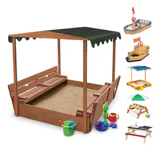 Arenero de madera para exteriores para niños, juguete de arenero para patio trasero, personalizado, barato