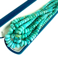 Perles Rondelles Plates en Turquoise Bleue Véritable, Perles Naturelles de Turquoise de Kingman