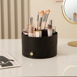 <b>Makeup</b> Organizer With <b>Drawer</b> Plastic Cosmetic Storage Box For Brush And Lipstick Off White And Black - Product Image 2