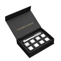 Pierres à whisky réutilisables en métal écologiques avec doublure EVA, coffret cadeau de luxe pour accessoires de bar