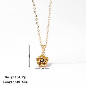 สร้อยคอจี้สแตนเลสสตีล 316L แบบกำหนดเอง ชุบทอง 14K 18K เครื่องประดับแฟชั่น สร้อยคอดอกไม้สั่งทำพิเศษสำหรับผู้หญิง - Product Image 5