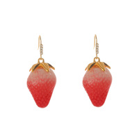 Nouvelle Collection Été 2026 : Boucles d'oreilles pendantes en résine électroplaquée à pois fraises, style minimaliste doux et éclatant