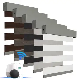 원격 Alexa로 자동 최신 밸런스 카세트, 실내 집 창 이중 롤러 쉐이드 얼룩말 블라인드를위한 Google 홈