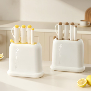 HeDou Knife Holder Set 7Pcs <b>Plastic</b> <b>Storage</b> Rack Durable Kitchenware - Product Image 1