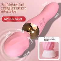 Doppelseitiger, leistungsstarker Stab-Massagevibrator, USB-wiederaufladbar, wasserdicht, handgeführt, für Klitoris-, G-Punkt- und Brustwarzenstimulation, 20 Modi
