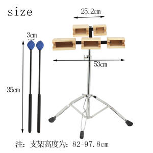 Kit de batería Campana de vaca de madera Juego de batería de Clapper de 5 tonos Accesorios con trípode de música Baquetas <span class=keywords><strong>Cencerro</strong></span> Instrumento de batería de percusión - Product Image 5