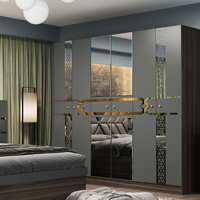 Ensemble de chambre à coucher de luxe en bois de style turc, lit double rembourré, design moderne, fonction massage, rangement, hauteur réglable, taille Full/King