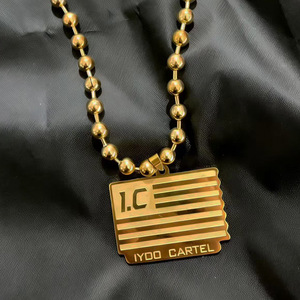 Collana con Perline Rotonde Piccole in Acciaio Inossidabile Stile <span class=keywords><strong>Hip</strong></span> <span class=keywords><strong>Hop</strong></span> <span class=keywords><strong>Rap</strong></span> West Coast East Coast, Gioielli di Alta Gamma Molto Venduti - Product Image 2