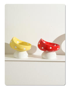 Juego de cuencos de cerámica <span class=keywords><strong>para</strong></span> <span class=keywords><strong>gatos</strong></span> en forma de seta Plato de <span class=keywords><strong>comida</strong></span> elevado duradero - Product Image 2