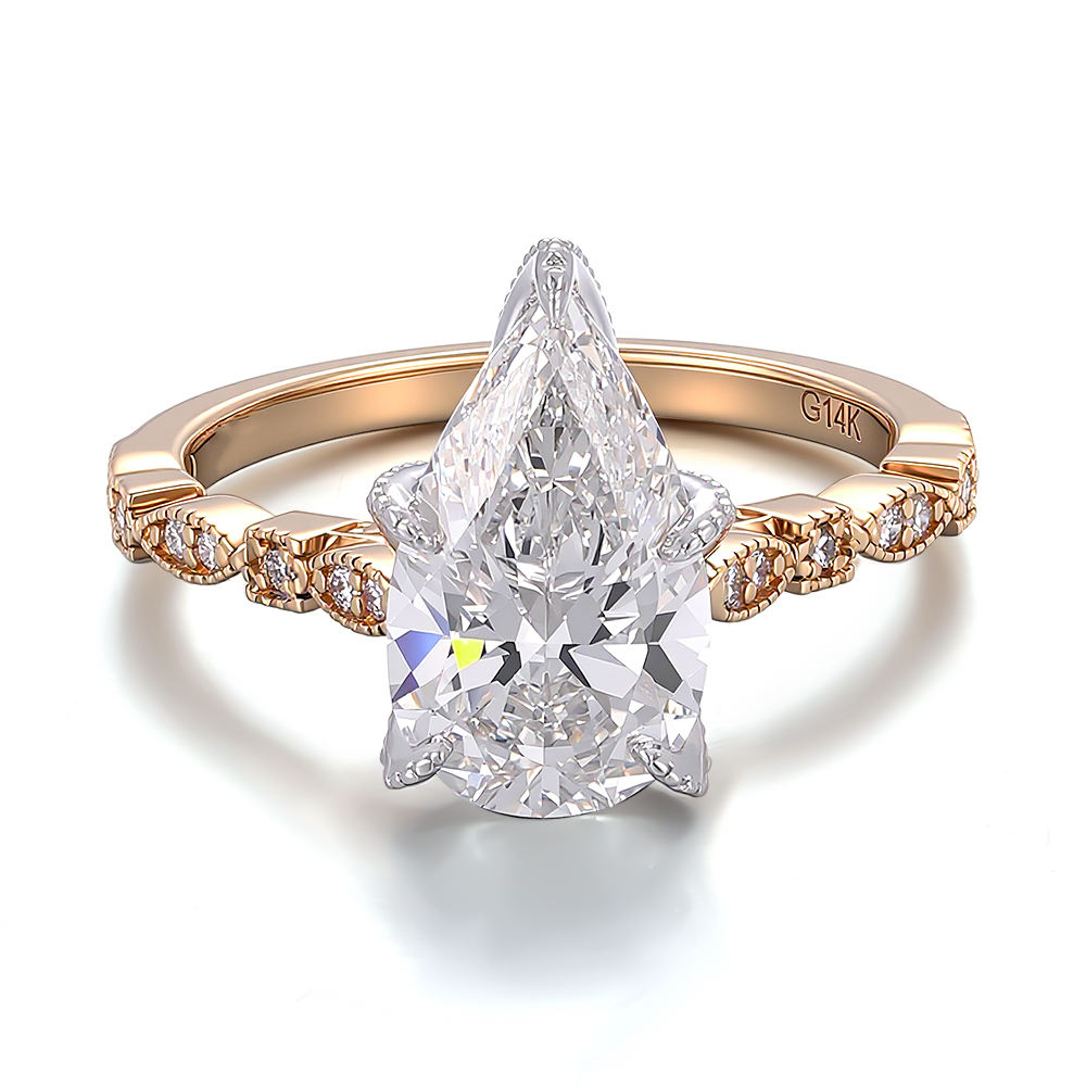 แหวนเงินแท้ 925 ชุบทอง ประดับเพชรแล็บ