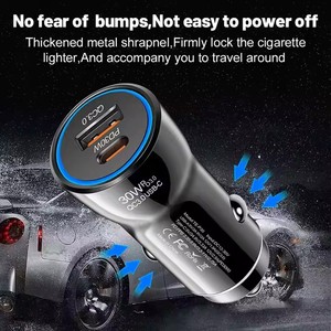 Nuevo 48W QC3.0 Cargador de coche rápido 3A <span class=keywords><strong>USB</strong></span> Tipo-<span class=keywords><strong>C</strong></span> PD Cargador rápido <span class=keywords><strong>Mini</strong></span> enchufe de coche portátil para teléfono móvil - Product Image 6