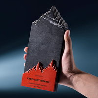 Prix de cristal gravé au laser 3d personnalisé Trophée de marbre de cristal en forme de montagne vierge pour l'anniversaire de l'entreprise