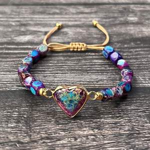 Bracelet en pierre naturelle avec perles de verre colorées, exportateur expérimenté pour les grossistes, taille ajustable - Product Image 2
