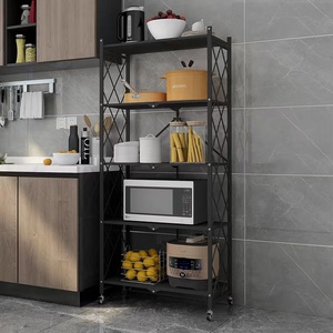 Étagère de <span class=keywords><strong>cuisine</strong></span> pliable en métal de <span class=keywords><strong>style</strong></span> <span class=keywords><strong>industriel</strong></span> pour le rangement des outils de <span class=keywords><strong>cuisine</strong></span>, couleur noire, garantie de 3 ans - Product Image 5