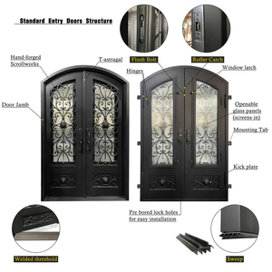 74 Em. X 98 Em. Mão direita Insswing com ferro de vidro 3/4 Lite pré-pendurado frente dupla porta Encontre a porta perfeita para sua casa - Product Image 6