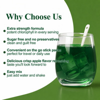 OEM Poudre de Chlorophylle Extra Forte en Sachets Individuels 30 unités Saveur Pomme Croustillante Fibre Prébiotique Complément Alimentaire Quotidien pour l'Équilibre Intestinal