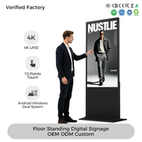 Pantalla Digital Publicitaria Comercial Ultra Delgada de Pie, 4K, Kiosco Interactivo con Pantalla Táctil para Centros Comerciales