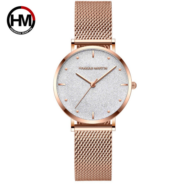 Hannah Martin HM-MS36 Luxury Fashion Women Watches Stainless Steel Casual Rose Gold Wrist Watch Quartz Waterproof Wristwatches