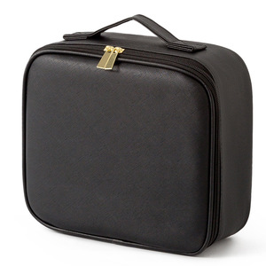 <b>Mirror</b> <b>Makeup</b> Bag <b>With</b> Led <b>Light</b> Strip Large Capacity Portable Beauty Case For Home Storage Solid Color Zipper Closure - Product Image 3