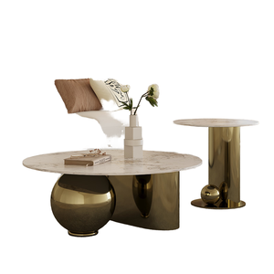 שולחן קפה מעצב בסגנון נורס עם בטון ידידותי לסביבה שולחן עבודה מתכת עבור סלון חדר שינה עיצוב מלון-חיסכון - Product Image 1