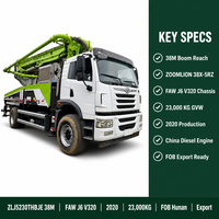 Pompe à béton montée sur camion FAW J6 Zoomlion 38m d'occasion, modèle 2020, comme neuve, exportation de pompe à béton montée sur camion FAW Zoomlion 38m d'occasion