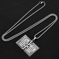 Collier Pendentif Bible Chrétienne Ouvertable en Acier Inoxydable Exquis, Style Vintage Tendance, avec Chaîne Maille Forçat, Forme Rectangulaire, Idéal Cadeau