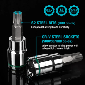 DURATECH 21-Piece 3/8'' Drive Torx Allen <strong>Bit</strong> <strong>Socket</strong> Set Premium Chrome Vanadium Steel Metric&amp;SAE DIY Customizable OEM Support - Product Image 2