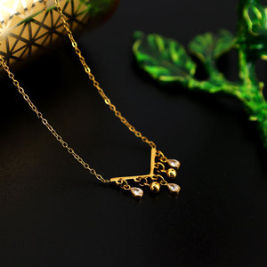 Collier pendentif en acier inoxydable 316L plaqué or 18 carats avec logo personnalisé, résistant à l'eau et au ternissement, avec pompon et zircon, pour femme - Product Image 5