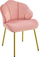 Chaise d'appoint moderne et mignonne pour le salon et la chambre à coucher Fauteuil à dossier en forme de coquille en tissu velours avec pieds dorés Fauteuil de courtoisie