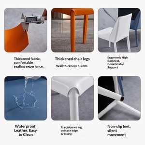Sedie da Pranzo Moderne di Lusso in Pelle con Gambe in Ferro Resistenti, Schienale Ecologico e Design a Sella alla Moda per Casa, Hotel e Lounge - Product Image 4