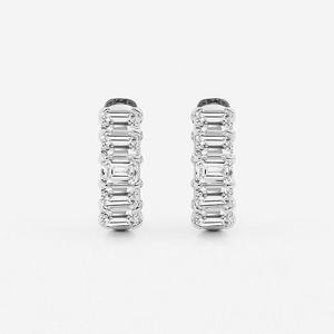 14K Solid <strong>Gold</strong> Hip Hop Diamond Hoops Jewelry 3 Ctw <strong>Emerald</strong> Lab Grown Diamond Inside Out Hoop <strong>Earrings</strong> - Product Image 4