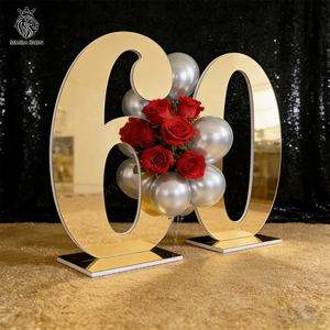Supports de chiffres en acrylique doré et argenté effet miroir de 3 et 4 pieds (0-9) – Fournitures de fête pour la décoration <span class=keywords><strong>des</strong></span> anniversaires 30, 40, 50, 60, 70, 80 ans - Product Image 4