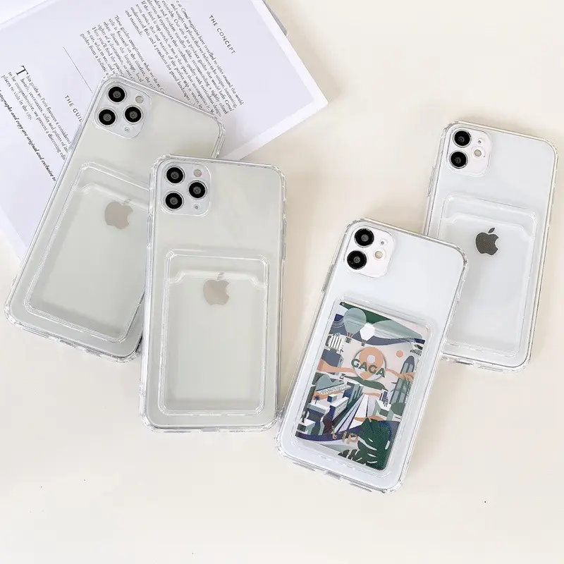 Transparent Clear Luxury Card Case For iPhone 14 Pro max 12 13 mini 11 X XS 8 7 6 SE Plus Soft TPU Silicone Phone Back Cover