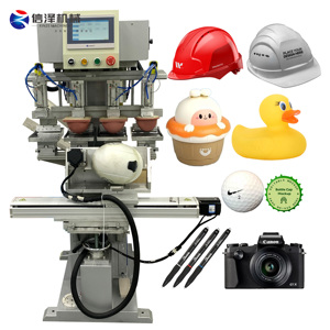 Machine de tampographie semi-automatique tricolore pour casques de sécurité et casques rigides - Product Image 1