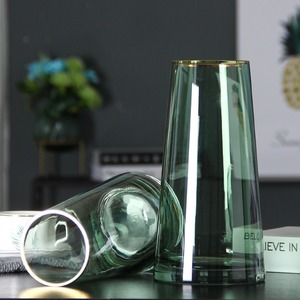 Flangia cristallo grigio fumo <span class=keywords><strong>vetro</strong></span> oro <span class=keywords><strong>disegno</strong></span> <span class=keywords><strong>vaso</strong></span> domestico semplice salotto <span class=keywords><strong>vaso</strong></span> <span class=keywords><strong>di</strong></span> fiori all'ingrosso - Product Image 4