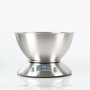 Báscula Digital de Cocina de 5 kg con Recipiente de Acero Inoxidable, Pantalla LCD Retroiluminada, Funciona con Batería, Medición de Peso 274, para Alimentos - Product Image 1