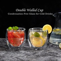 Taza de Café Reutilizable de Vidrio de Borosilicato de Doble Pared, Resistente al Calor, Libre de BPA, Hecha a Mano, de 80ml, 150ml, 250ml, 350ml, 450ml, para Té