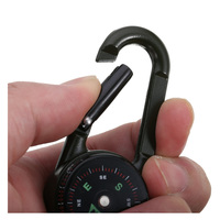 Termometer taktis Mini 3-in-1, pengukur suhu kompas logam dua sisi dengan pengait jepret cincin kunci Dial penunjuk tampilan