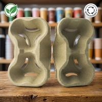 Plateau porte-gobelets jetable écologique et biodégradable en pulpe à double paroi pour 2 ou 4 gobelets, pour café, thé au lait, boissons froides (compostable pour aliments)