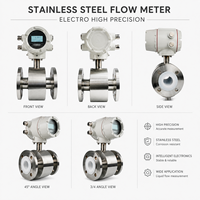 Digital Electromagnetic Flow Meter 304 Stainless Steel Flange PTFE Liner Integrated Converter Panel LCD for Water Treatment
