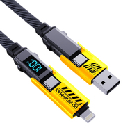 Câble de charge rapide 4-en-1 avec affichage numérique 240W, chargeur multifonction tressé en nylon PD 27W Type-C pour téléphone et ordinateur portable