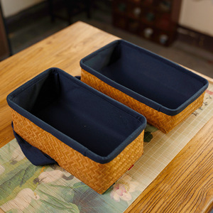 <b>Bamboo</b> Woven Tea Storage Box Rectangle Handmade Nan <b>Bamboo</b> Craft Gift Packaging Living Room Use - Product Image 2