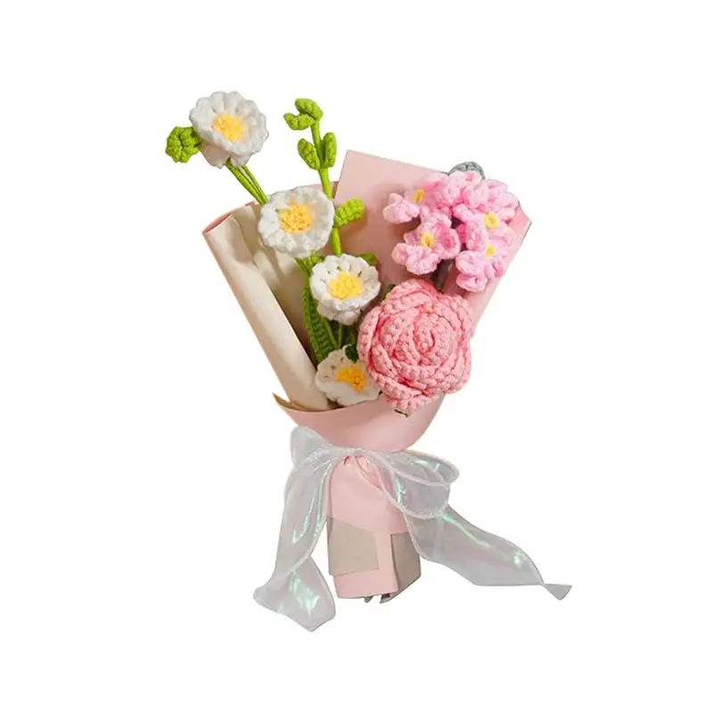 Schöne künstliche Blumen Dekor Häkeln Blumen Kit handgemachte zeitlose Blume Häkeln Kunst pflanzen Home Decor Muttertag Geschenke