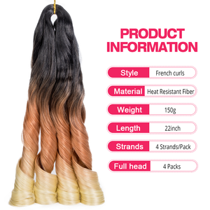 24Inch Crochet Tổng Hợp Loose Sóng Bện Crochet Tóc Xoắn Ốc <span class=keywords><strong>Curl</strong></span> Pháp Cur Bện Tóc Ý <span class=keywords><strong>Curl</strong></span> - Product Image 2