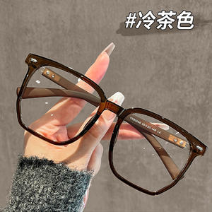 Montures de lunettes rétro en bois grainé avec bordure noire pour femmes, monture rectangulaire complète, protection contre la lumière bleue, matériau TR90 85096 - Product Image 3