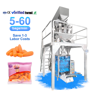 Machine d'emballage multifonctionnelle verticale pour la mise en forme, le remplissage et la fermeture de petits morceaux de carottes et de légumes surgelés mélangés, vente directe usine - Product Image 1